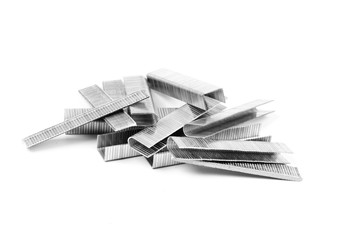 Staples macro isolated on white background