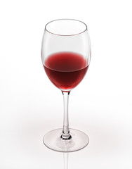 Red wine glass. On white background.
