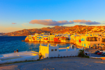 Greece Mykonos, Sunset on Little venice