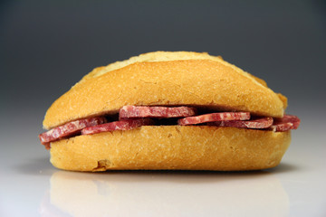 Sandwich Spain typical bread with salami
