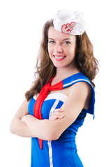 Young woman sailor in marine concept