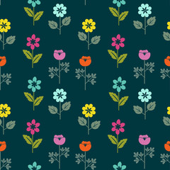 Seamless floral pattern with multicolored flowers
