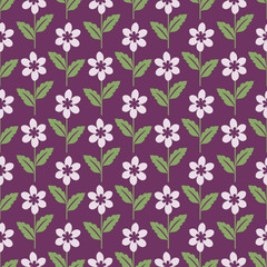 Seamless floral pattern on purple background