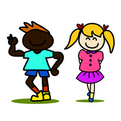 hand drawing cartoon kids
