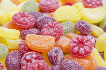 fruit candies close up - obrazy, fototapety, plakaty
