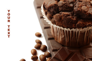 Chocolate muffin with coffee beans