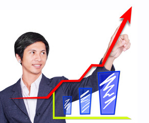 Businessman Drawing Graph to positive