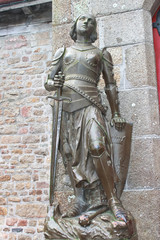 Statue of Joan of Arc in the abbey of Mont Saint Michel. Norman