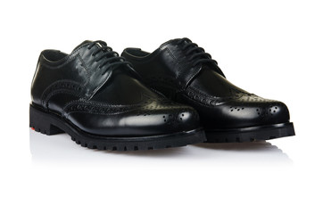 Fashion concept with male shoes on white