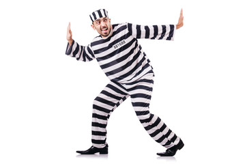 Convict criminal in striped uniform