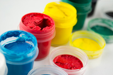 Gouache paint isolated on white