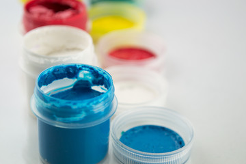 Gouache paint isolated on white