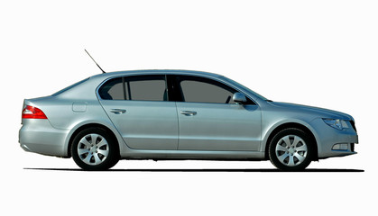 white car side view