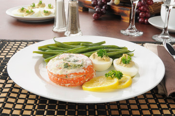 Baked salmon dinner