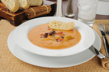 Creamy gouda bisque with chicken