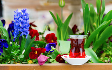 Black Turkish tea with flowers