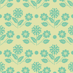 Blue and cream seamless decorative pattern
