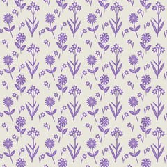 Seamless floral pattern with violet flowers