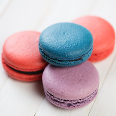 Still life food: french macaroons, close-up