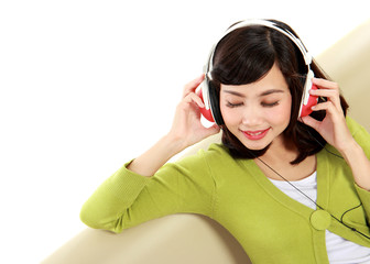 woman enjoying music