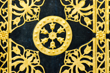 A golden door closeup of the Kiev Pechersk Lavra Monastery in Kiev, Ukraine	