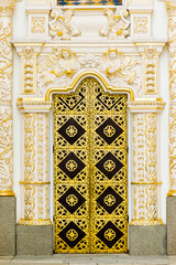 A golden door detail of the Kiev Pechersk Lavra Monastery in Kiev, Ukraine	
