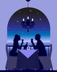 An elegant couple enjoying a romantic dinner date