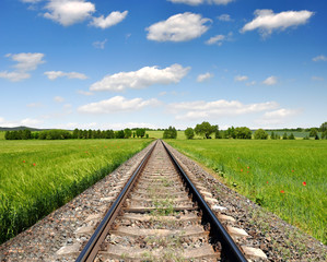 Obraz premium railway in spring landscape