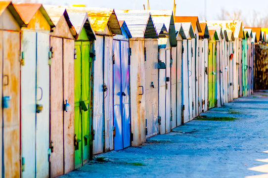 Colorful garages - sheds in a row in Kiev the capital of Ukraine