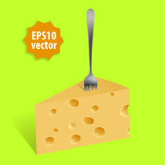 Piece of cheese and a fork