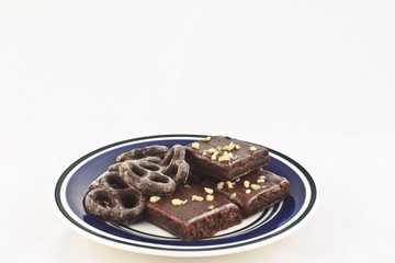 Plate of Pretzels and Brownies
