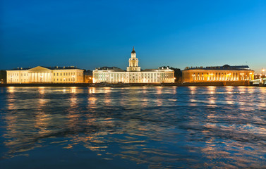 University quay of Vasilevsky Island. St.-Petersburg, Russia