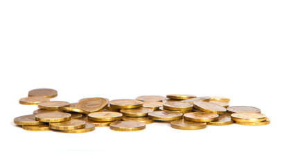 Coins on white background