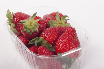 Strawberries in plastic packaging