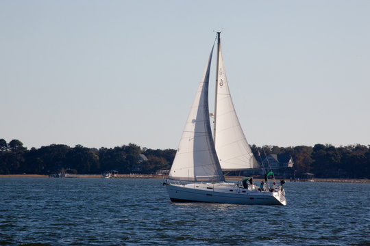 Sailboat on a lake,