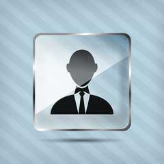 glass businessman icon on the striped background