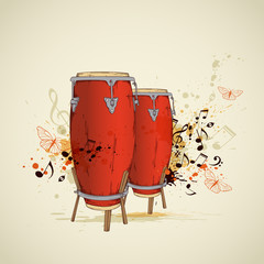 Obraz na płótnie Canvas Red drums and notes