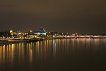 Fototapeta na wymiar Warsaw, the Polish capital at night