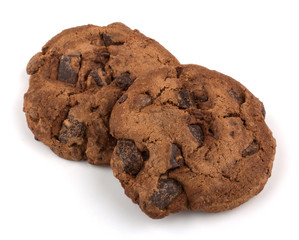 Chocolate chip cookies isolated on white background