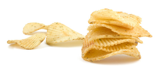 Potato chips isolated on white background