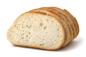 Slices of bread isolated on white background