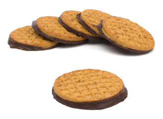 Chocolate chip cookies isolated on white background