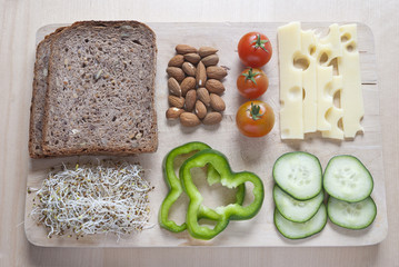 Raw food ingredinent on wooden cutting board