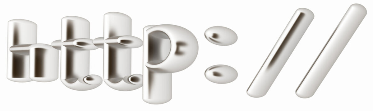 3d illustration internet metal sign "http://" on white