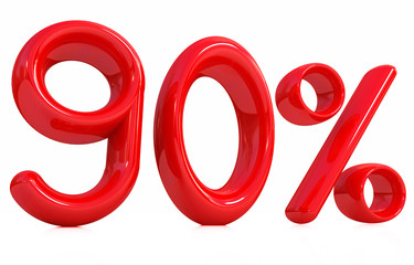 3d red 90 percent on a white background