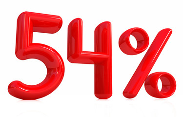 3d red 54 percent on a white background