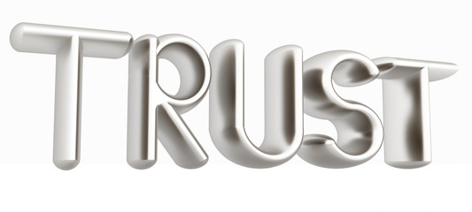 3d metal text "trust"