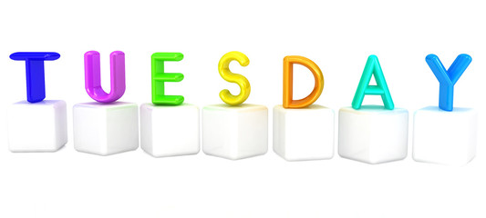 3d letter is colorful with white cubes 