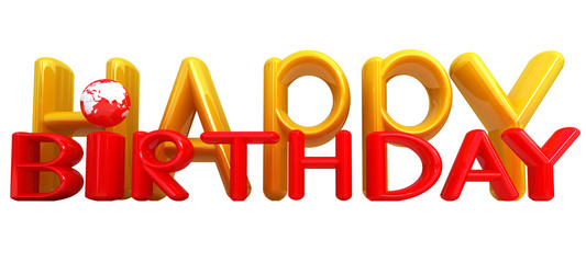 "Happy Birthday"3d colorful text with earth