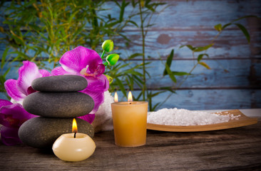 Spa still life with aromatic candle